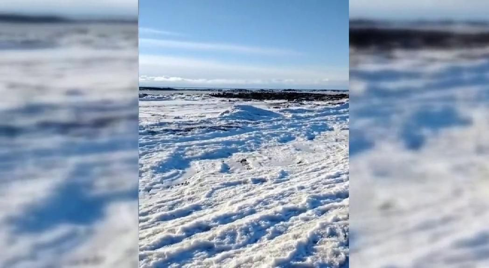 Impactante imagen del mar completamente congelado en la Patagonia Argentina