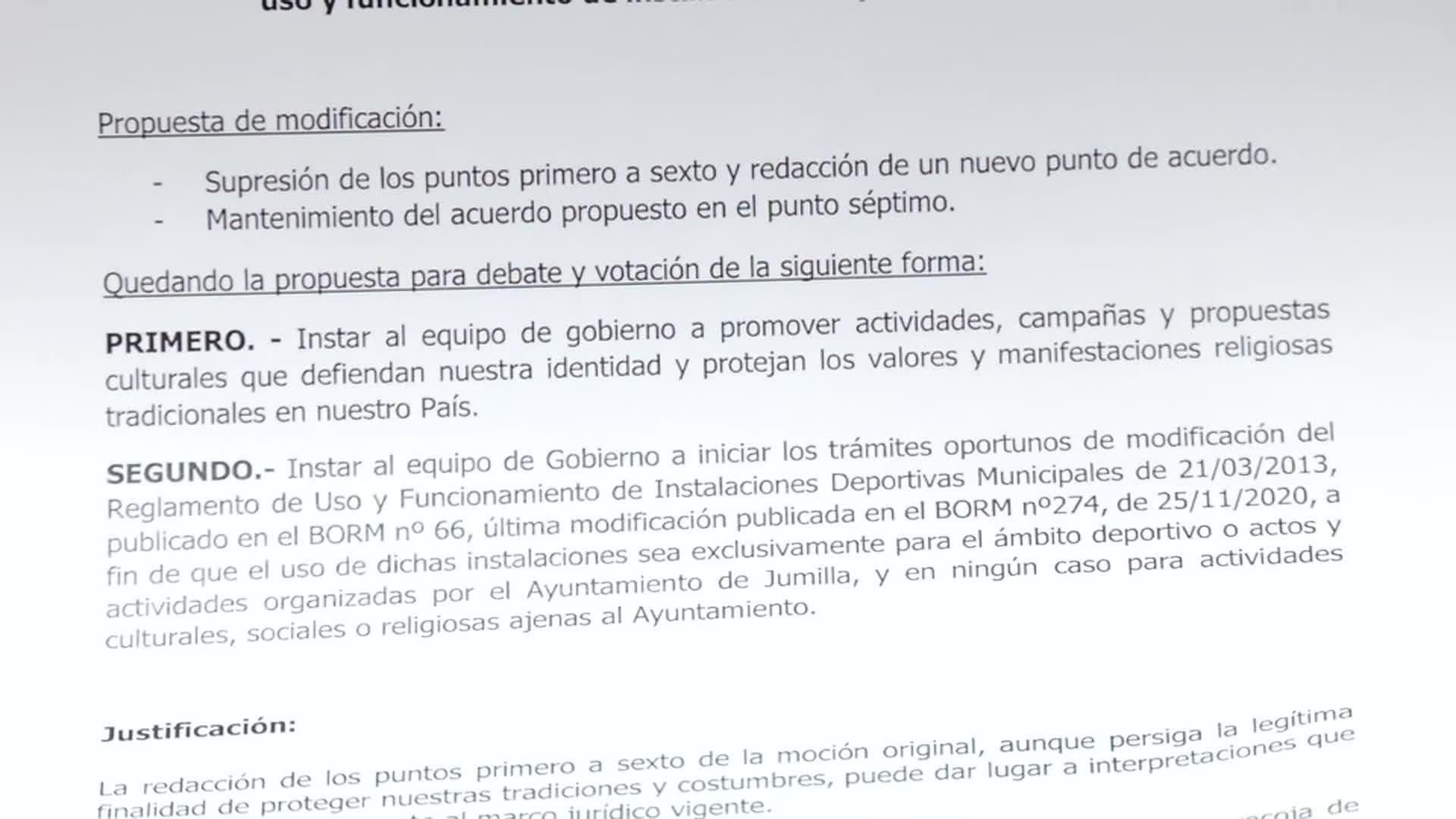 X036-MURCIA POLEMICA VETO FIESTA ISLAM JUMILLA