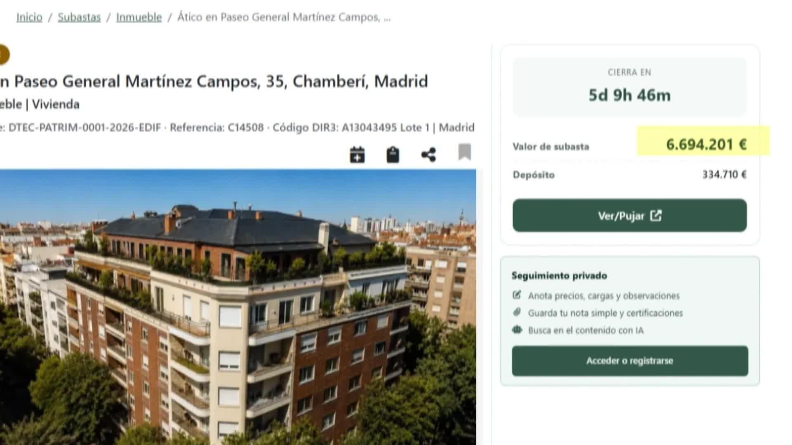 Ático de la CAM: no permite visitas