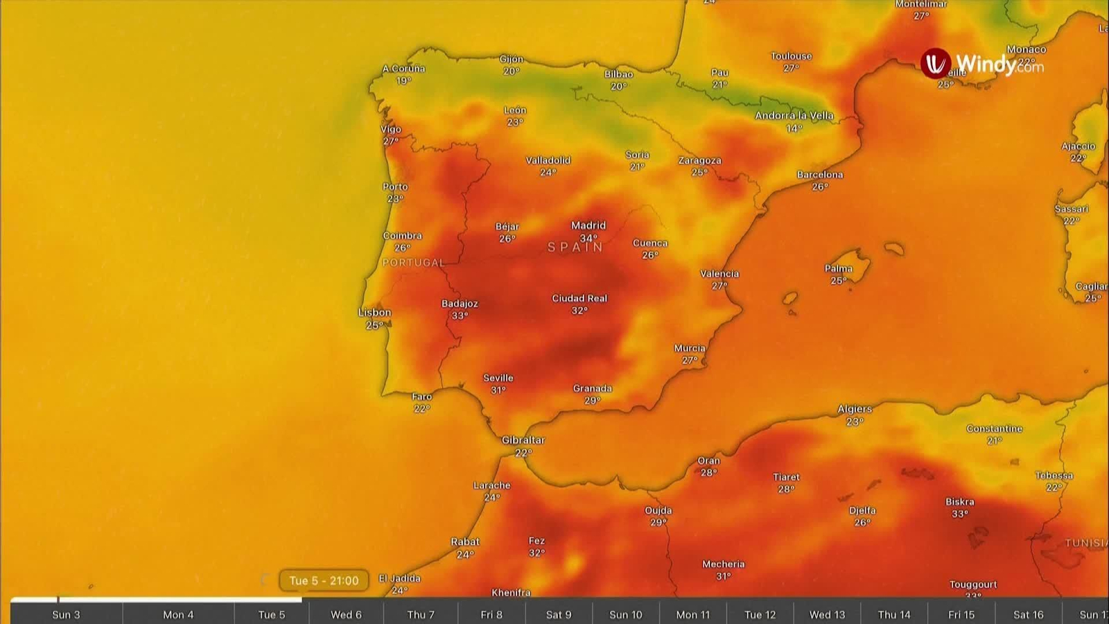 va time lapse calor españa