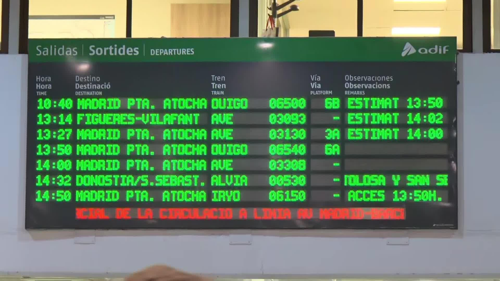 X026-VARIOS TREN ZARAGOZA Y RETRASOS SANTS