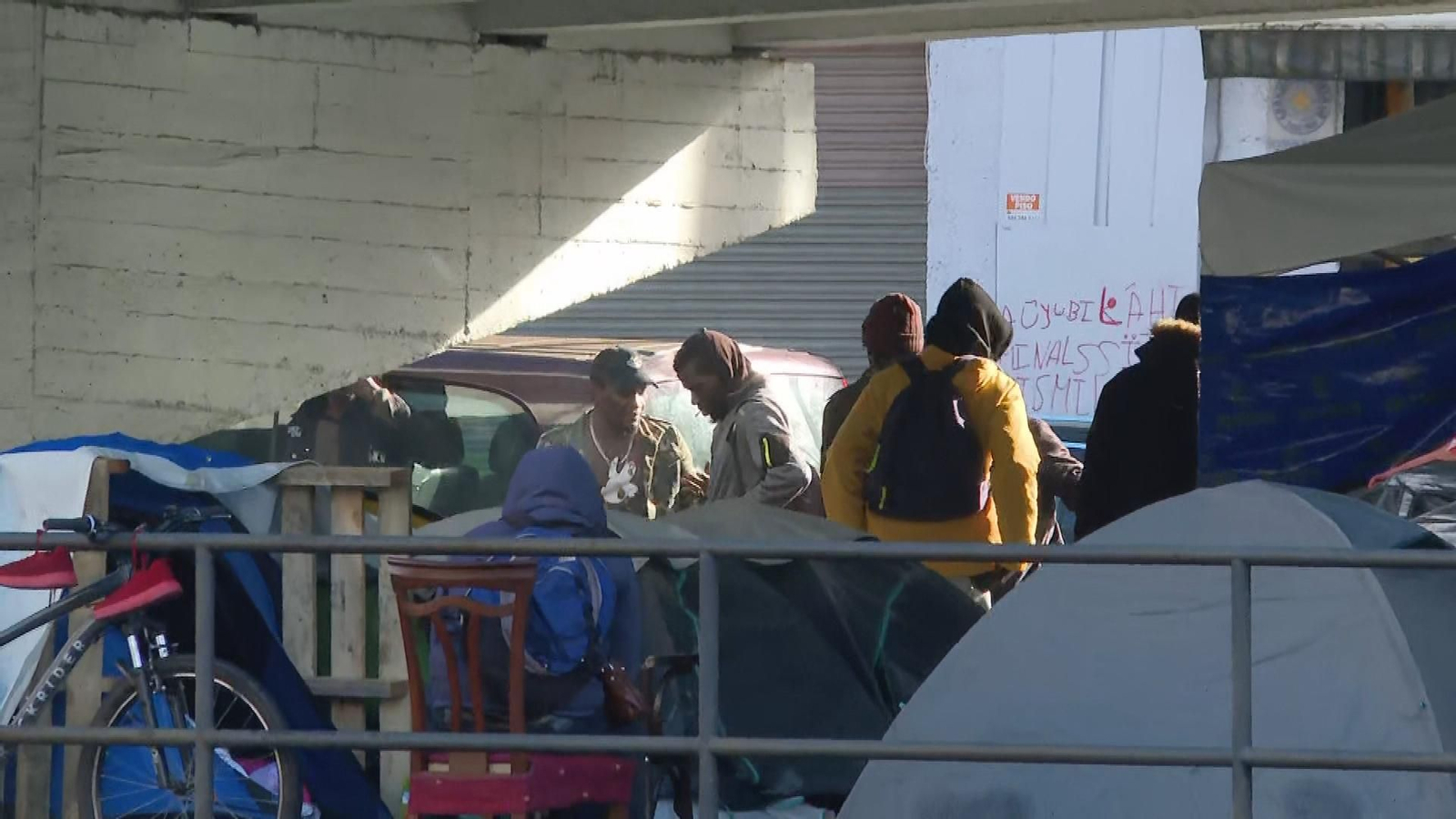 Campamento migrantes en Badalona