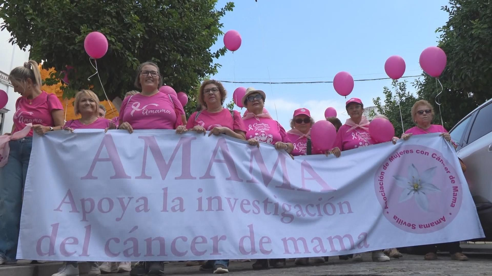 Multitudinaria marcha en apoyo de la investigación del cáncer de mama en Sevilla