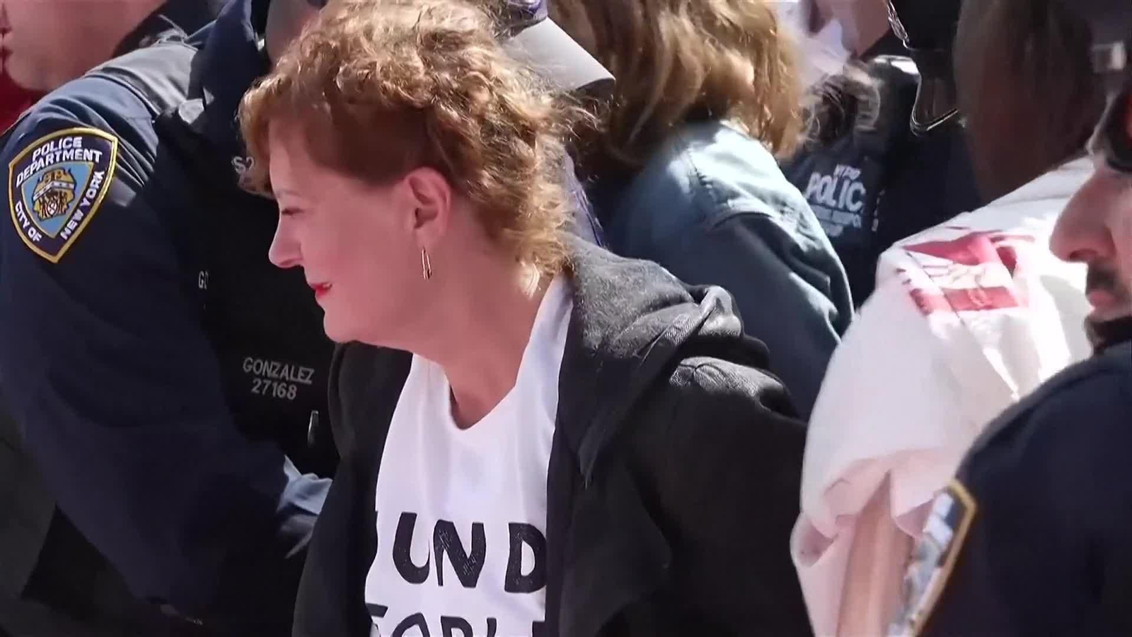 va protesta ny con susan sarandon detenida
