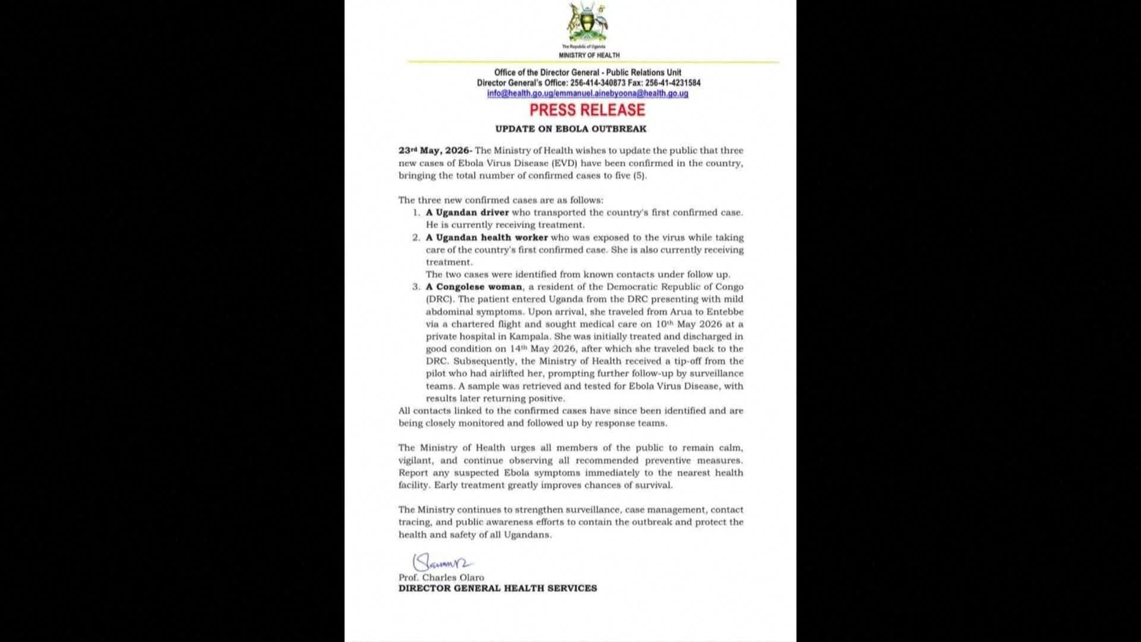 S008-UGANDA NUEVOS CASOS EBOLA