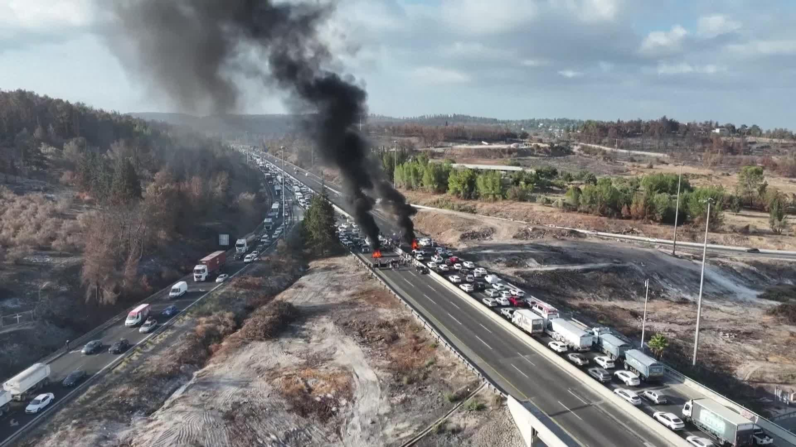 D046-ISRAEL BLOQUEO CARRETERA PROTESTA REHENES