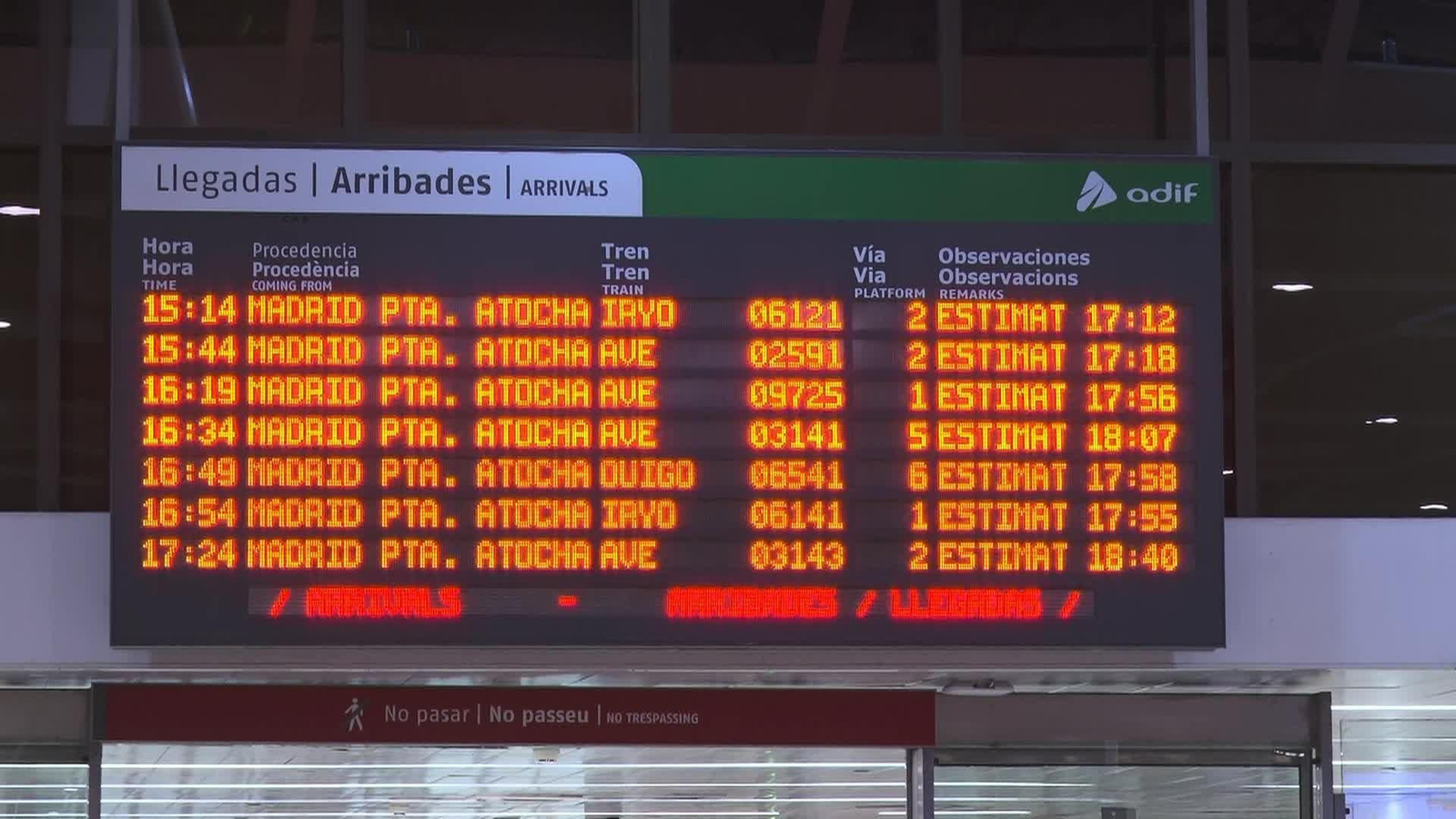 L084-BARCELONA SANTS SUPENSION TRENES MADRID